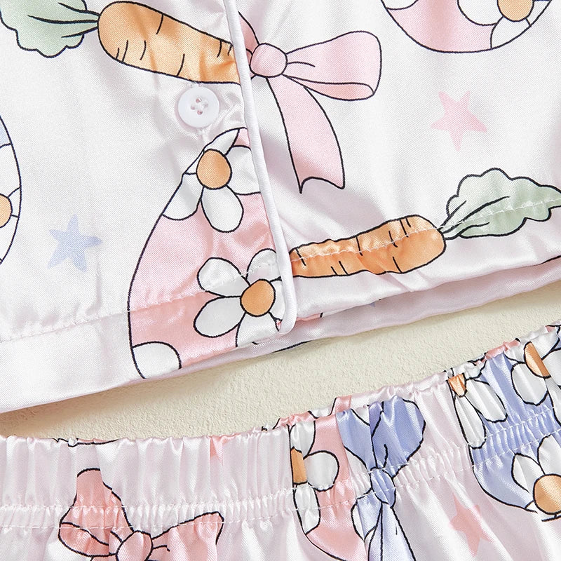 Girl's 2-Piece Easter Eggs & Bunny Carrots Pajamas Sets