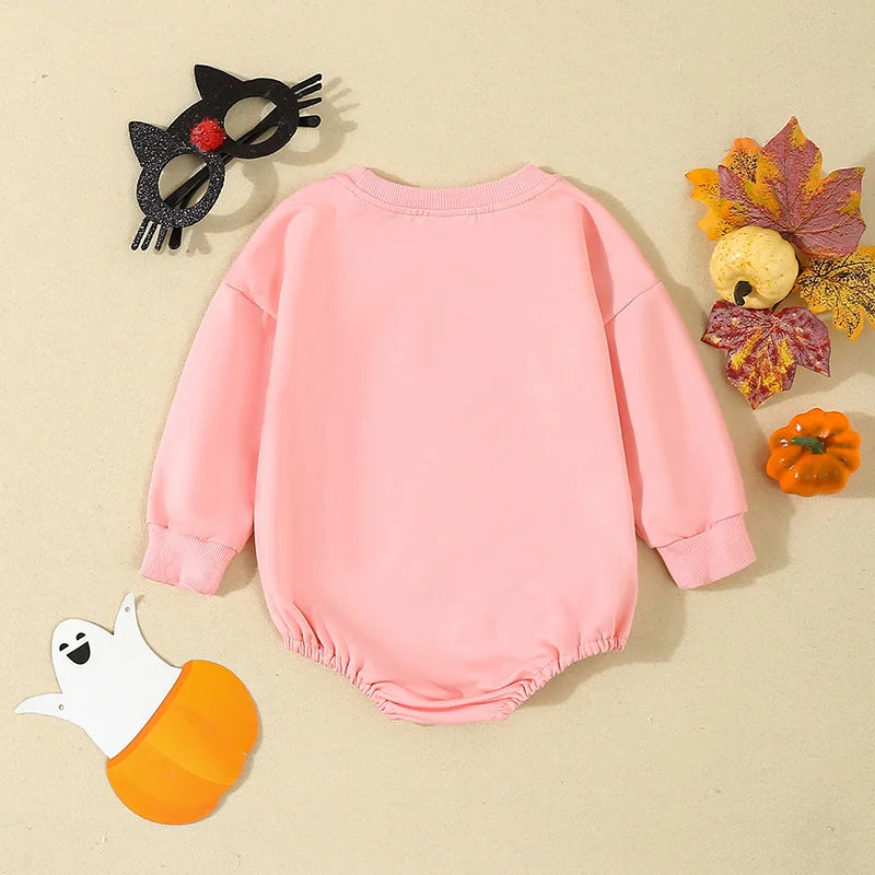 Halloween Onesies! Girl’s Long Sleeve Ghost Romper Sweatshirts