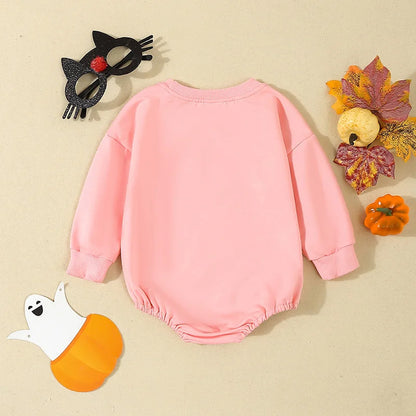 Halloween Onesies! Girl’s Long Sleeve Ghost Romper Sweatshirts