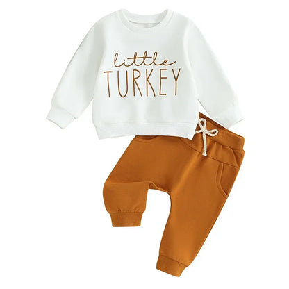 2-piece Thanksgiving Sets! *Little Turkey* Boy's & Girl's Fall Sweatshirts & Sweatpants Outfits