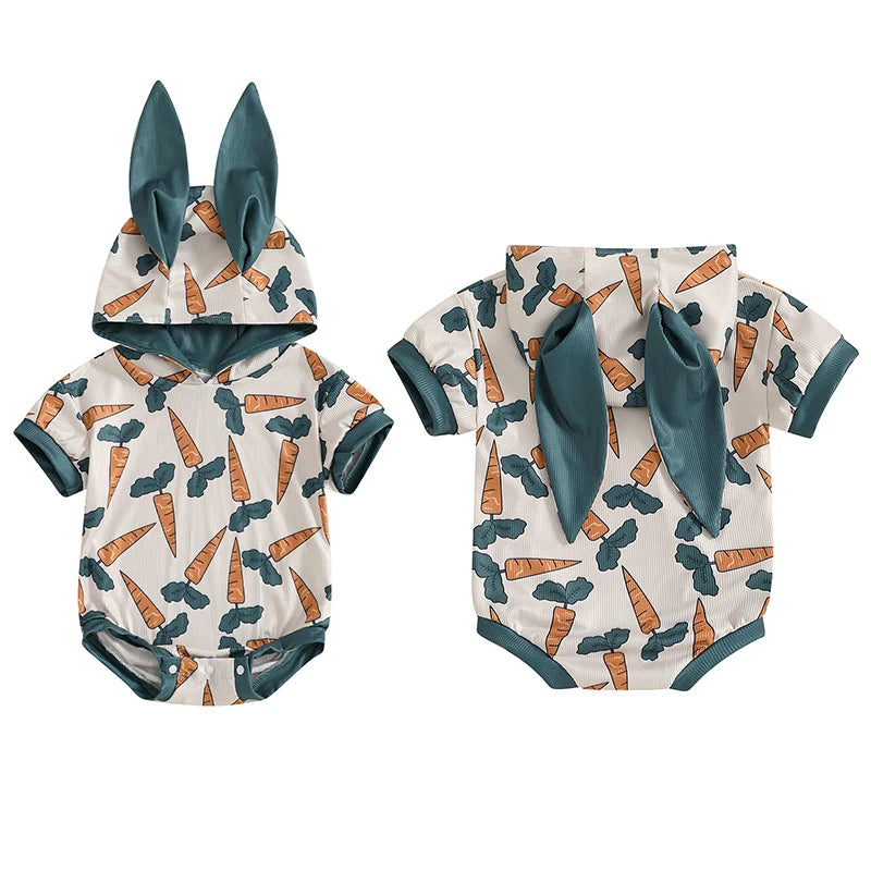 Boy's Easter Bunny Hoodie Rompers