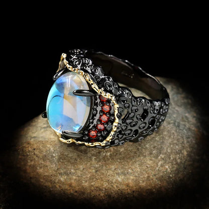 Moonlight Dragons Eye & Red Zircon Gemstone Rings