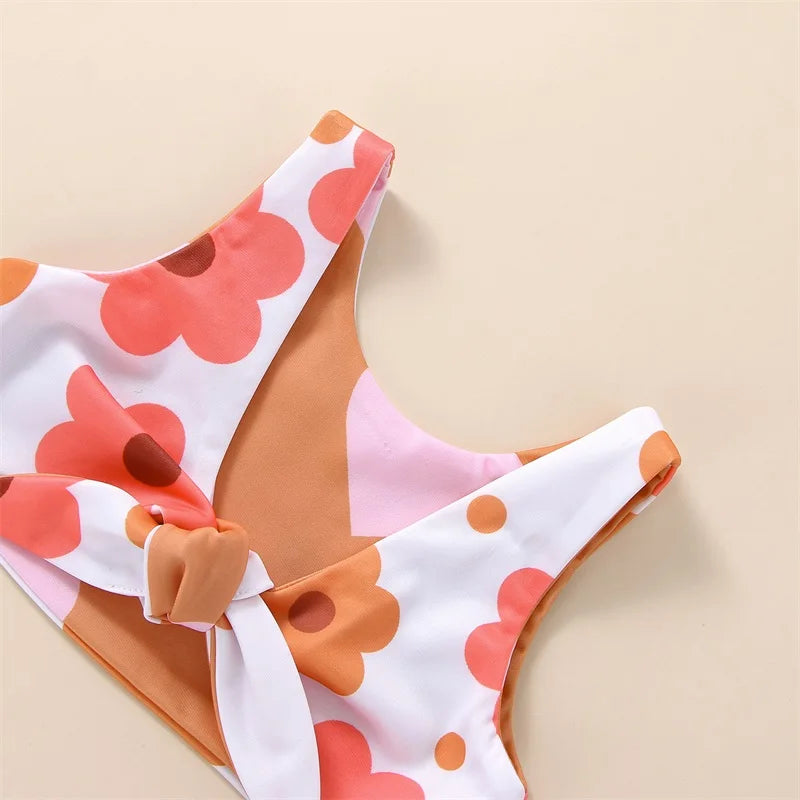 Kids Girls Bikini Set Flower Print Swimsuit Swimwear Beach Bathing Clothes Suit