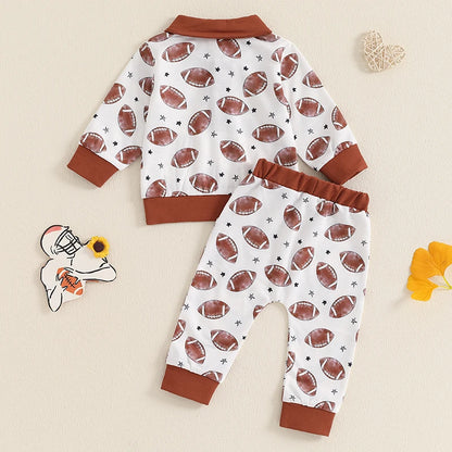 2-Piece Fall / Winter Outfits! Boy's Long Sleeve Button-Up Collar Football Shirt & Pants Sets