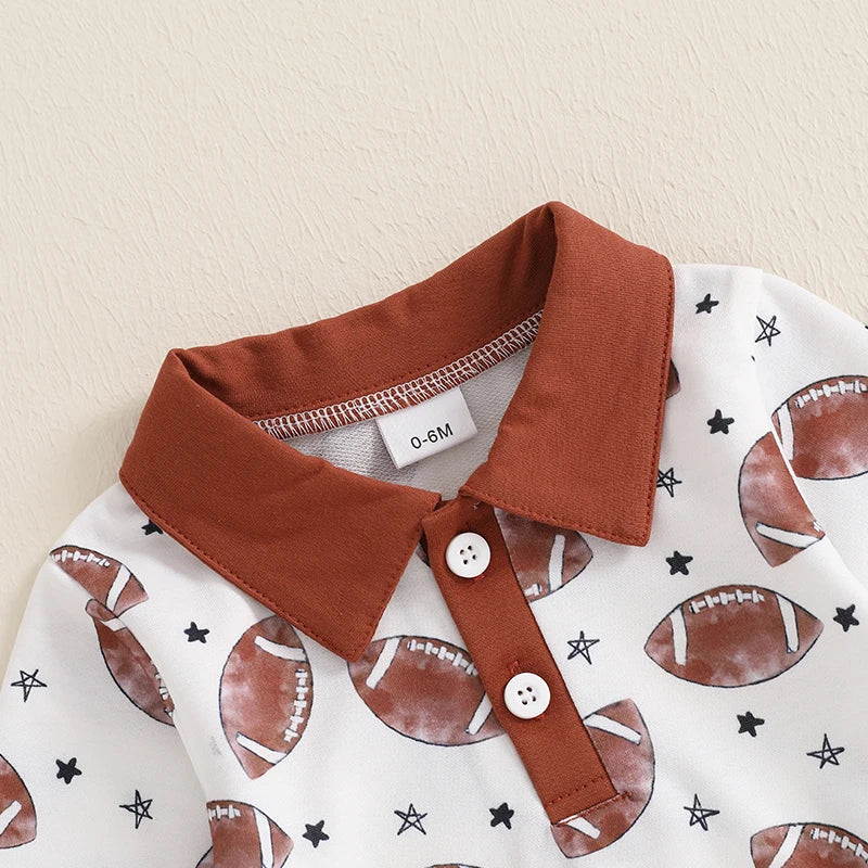 2-Piece Fall / Winter Outfits! Boy's Long Sleeve Button-Up Collar Football Shirt & Pants Sets