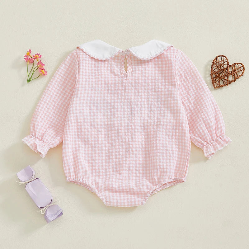 Girl's Embroidered Doll Collar Heart Rompers