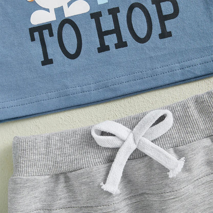 Boy's 2-Piece "Too Hip To Hop" Easter Bunny T-Shirt & Shorts Sets