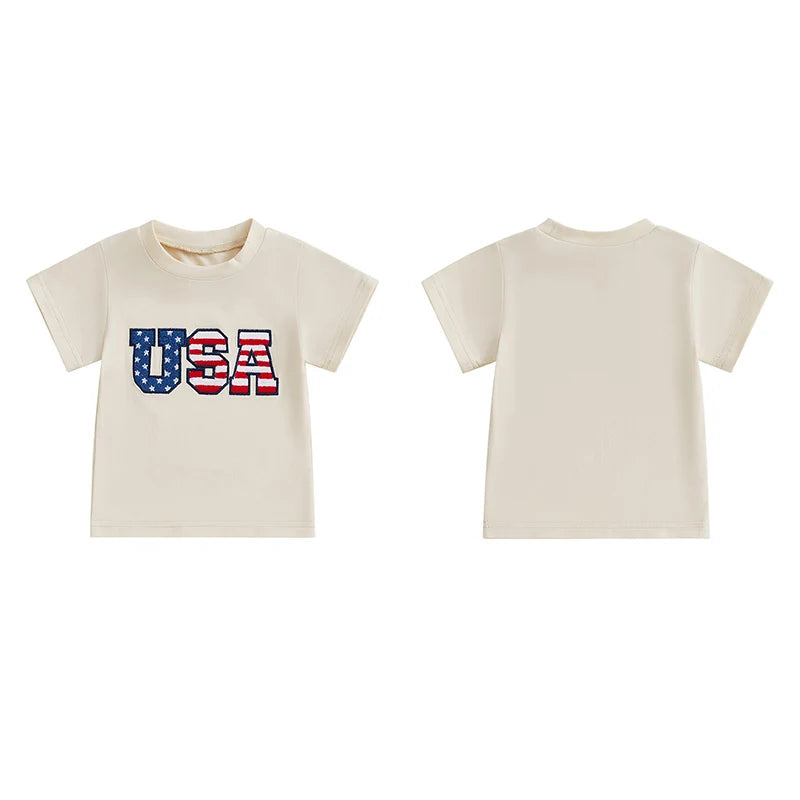 Boy's Embroidered USA 4th of July T-Shirts