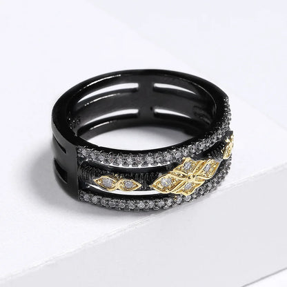 Black & Gold Style Geometric Rings