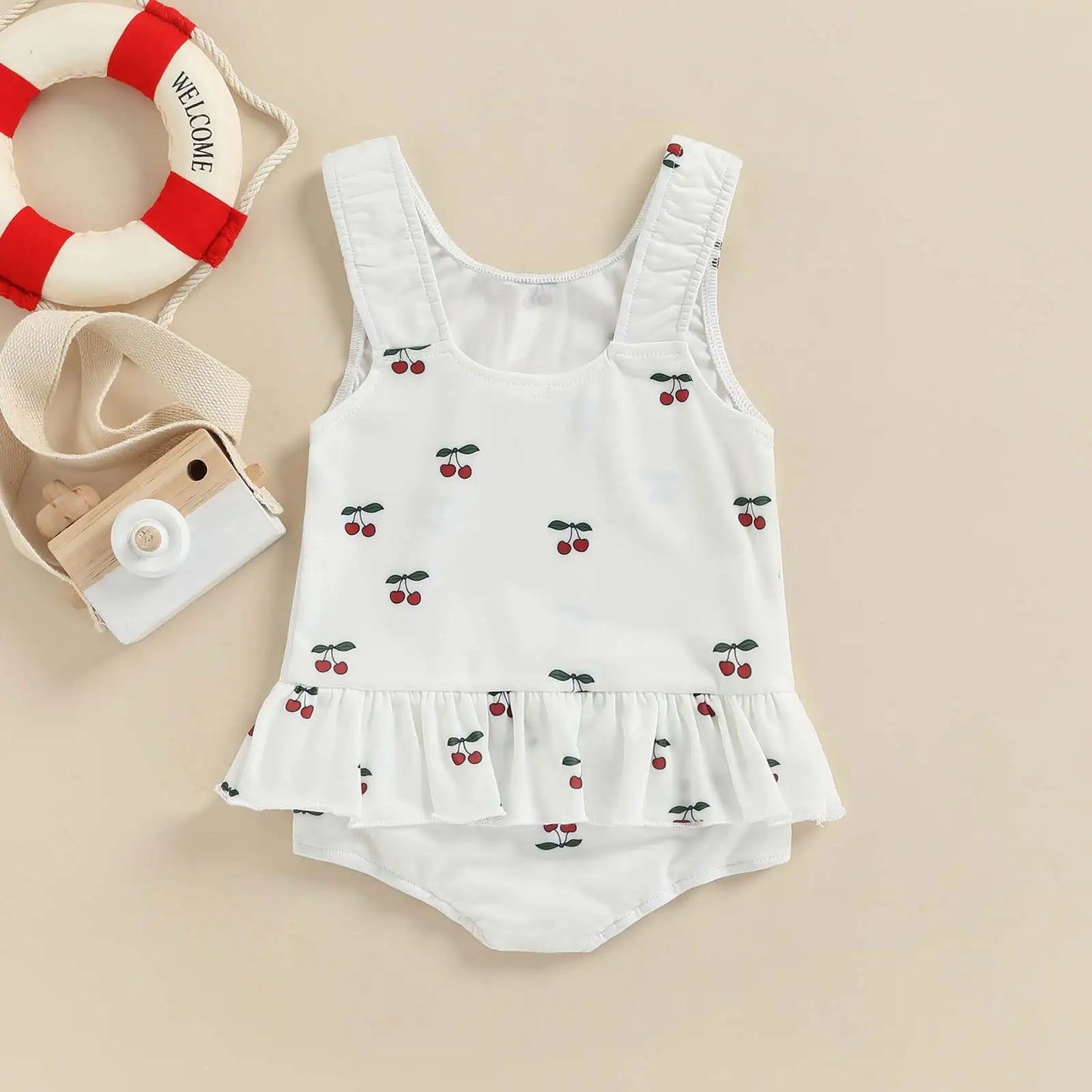 Toddler Baby Girl Swimwear Stripe / Solid Color / Print Pattern Sleeveless Bathing Suit Bodysuit Clothes