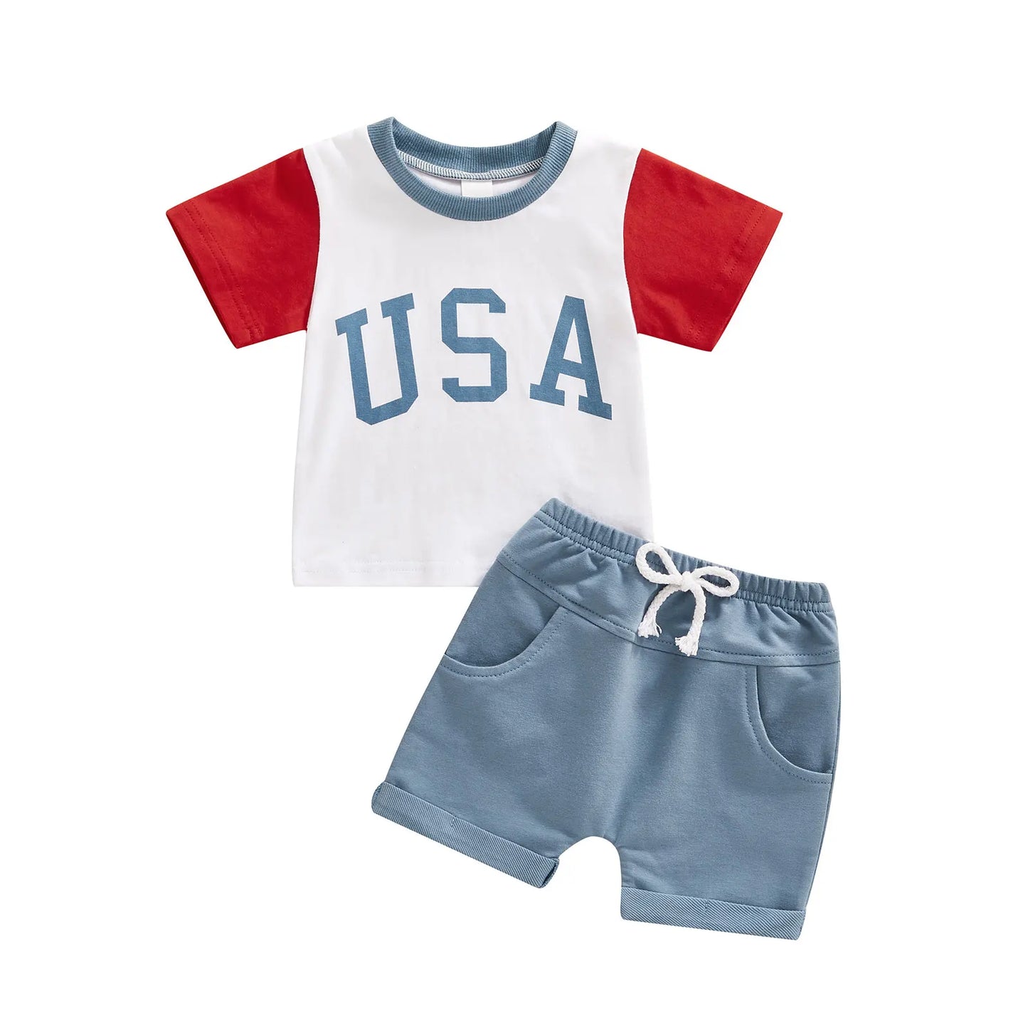 Boy's 2-Piece Independence Day "USA" T-Shirt & Shorts Sets
