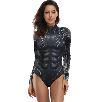 Halloween Costumes! Womens Dark Lightning Superhero Cosplay Bodysuits