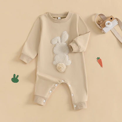 Girl's & Boy's Easter Bunny Embroidered Jumpsuit