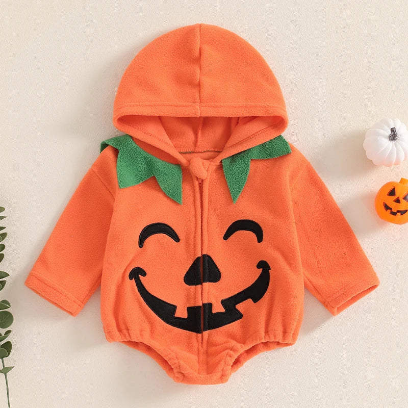 Halloween Costumes! Boy's & Girl's Long Sleeve Hooded Zip-Up Pumpkin Onesie