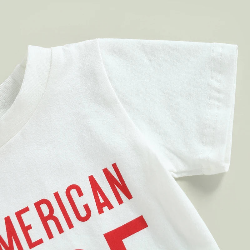 Boy's 2-Piece "All American Dude" 4th of July T-Shirts & Flag Shorts Sets