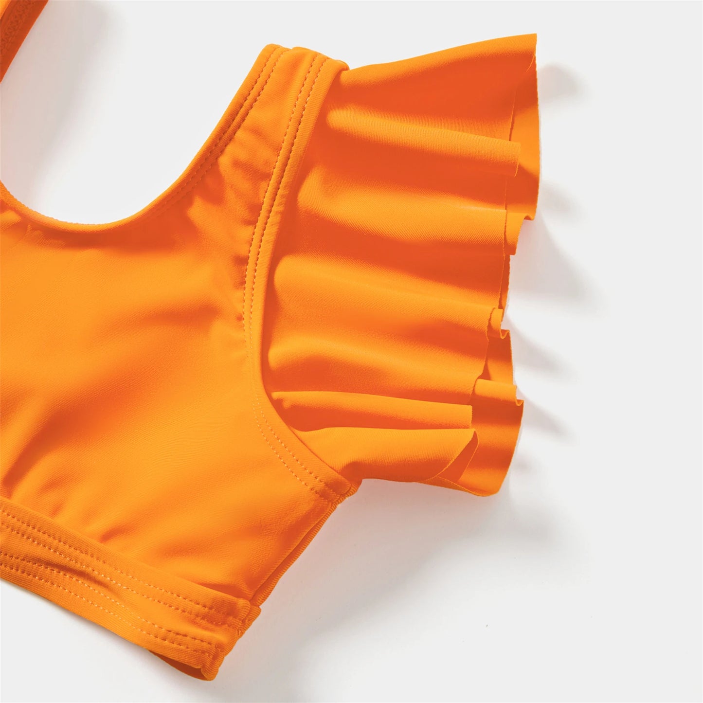 Family Matching! Tropical Ruffle-Sleeve Bikini Swimsuit & Trunks