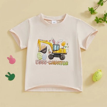 Boy's "Eggscavation" Excavator Easter T-Shirts