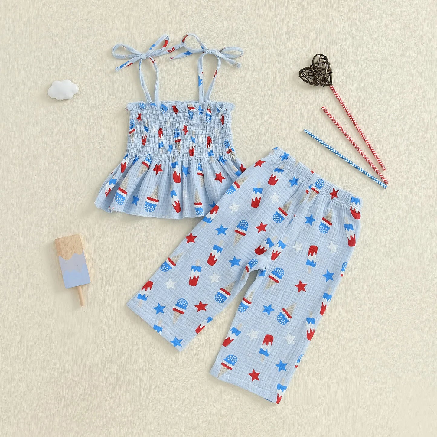Girl's 2-Piece 4th of July Cami & Pants Sets