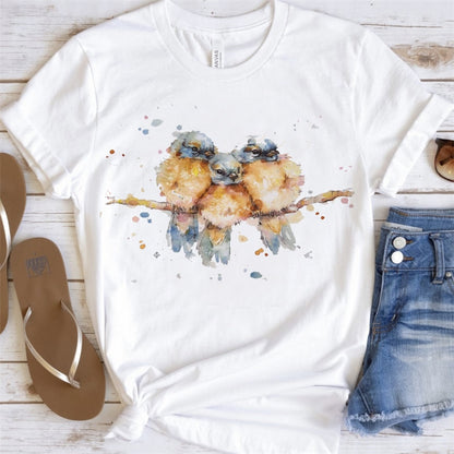 Artsy Tees & Watercolor Birds & Flowers Short Sleeve T-shirts