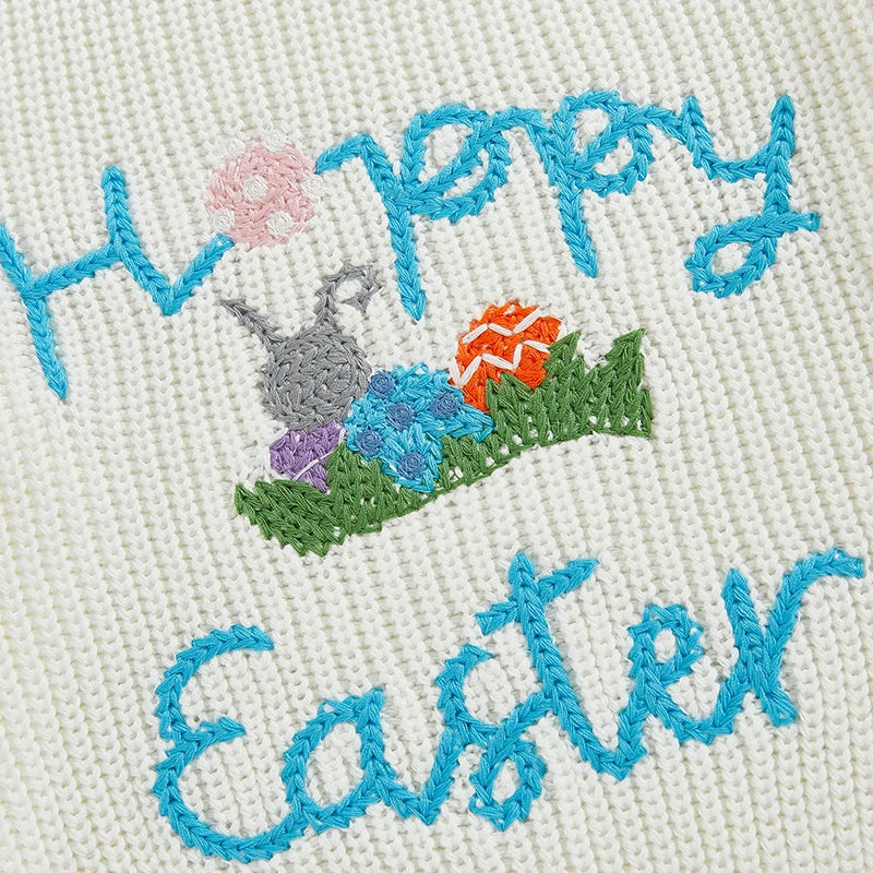 Girl's & Boy's Embroidered Easter Bunny & Eggs Sweaters