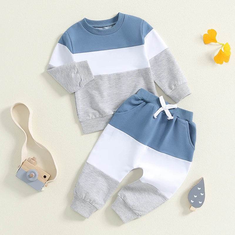 2-Piece Fall Outfits! Boy’s Long Sleeve Onesies & Pants Sets