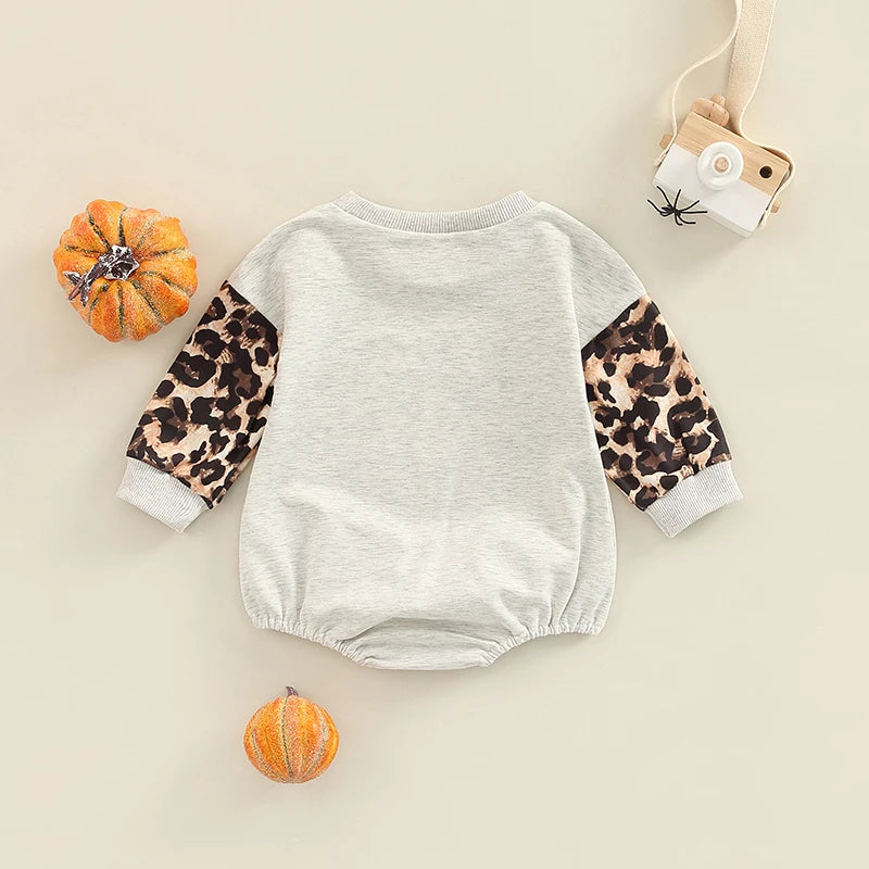 Girl's Leopard Halloween Pumpkin Onesies