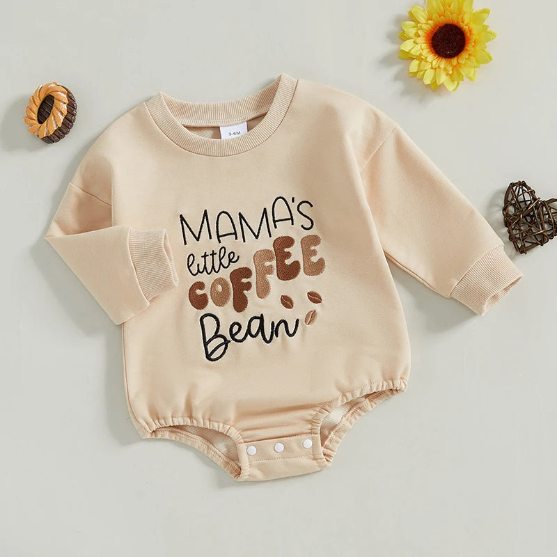 Boy's & Girl's "Mama's Little Coffee Bean" Sweatshirt Rompers