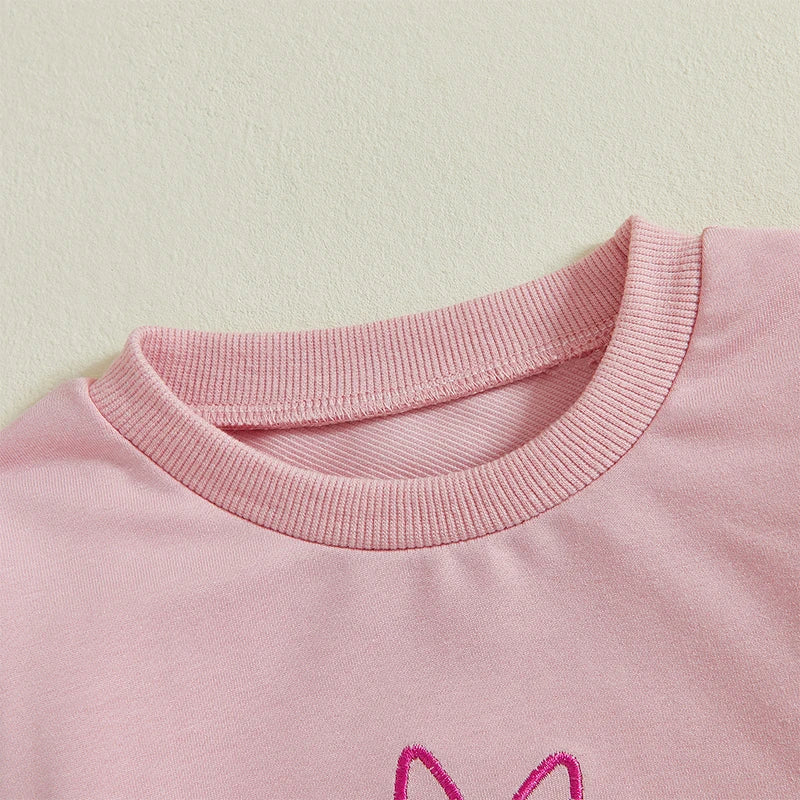 Girl's Embroidered Easter Bunny Ear, Carrot Sweatshirts & Pants Sets