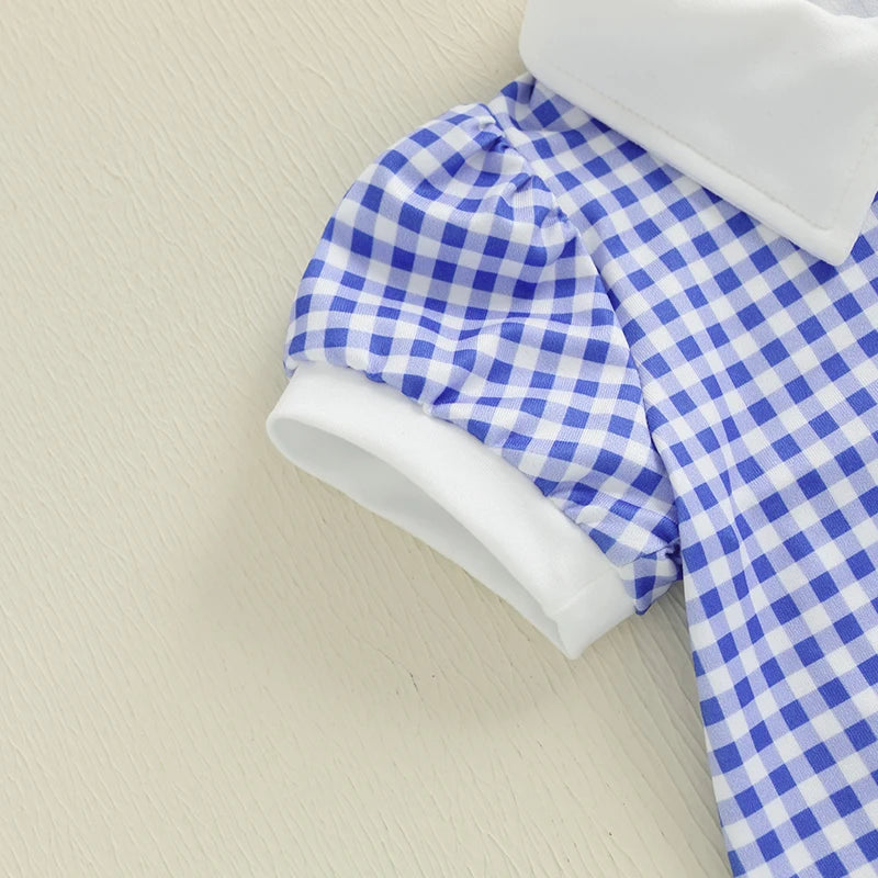 Girl's Short Sleeve Golf Club Embroidered A Line Dress