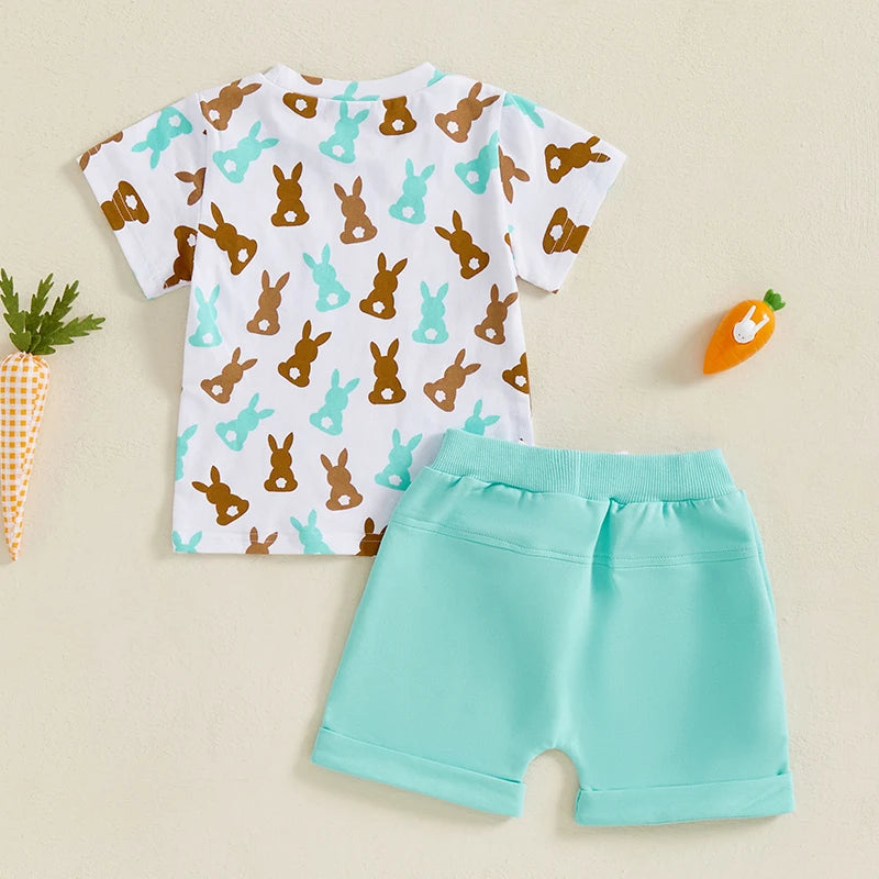 Boy's 2-Piece Easter Bunny Pocket T-Shirt & Shorts Sets