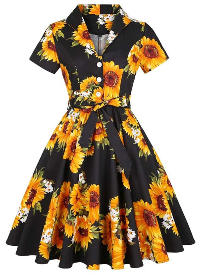 Vintage Floral Midi Party Dress