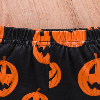 2-Piece Halloween Outfits! Girl’s Long Sleeve Pumpkin Sweatshirt & Pants Sets