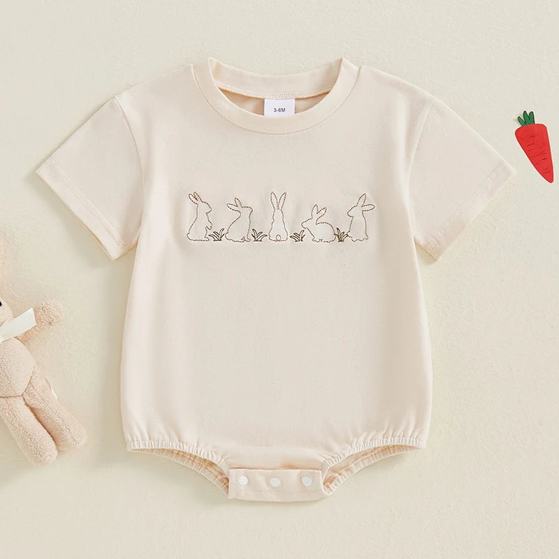 Girl's Embroidered Easter Bunny Onesies