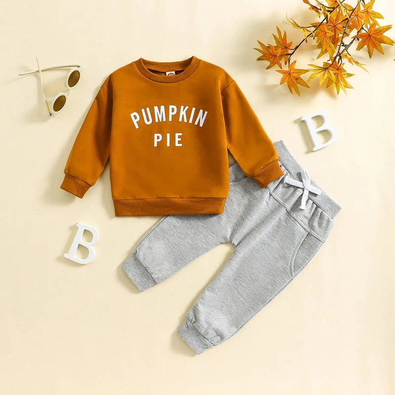 Boy's & Girl's 2-Piece "Pumpkin Pie" Sweatshirts & Pants Sets