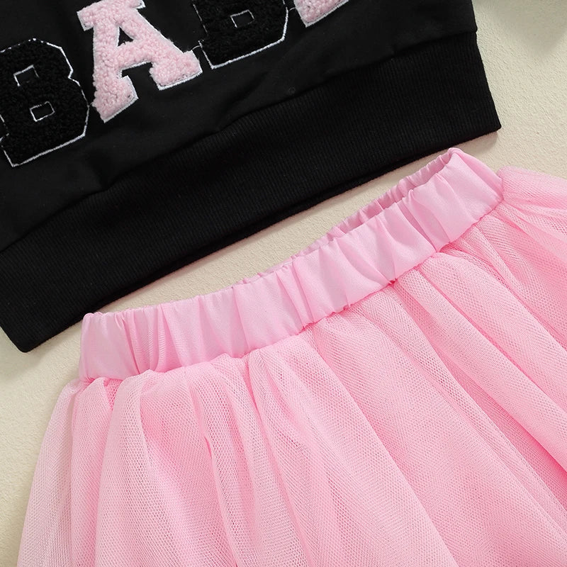 Girl's Halloween 2-Piece "Boo Babe" Embroidered Sweatshirt & Tulle Skirt Sets