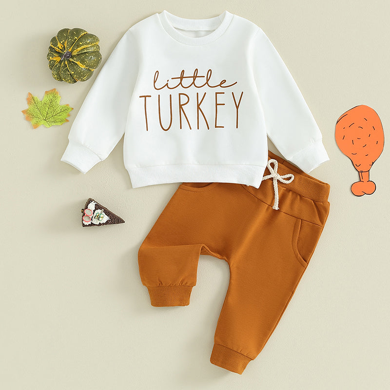 2-piece Thanksgiving Sets! *Little Turkey* Boy's & Girl's Fall Sweatshirts & Sweatpants Outfits