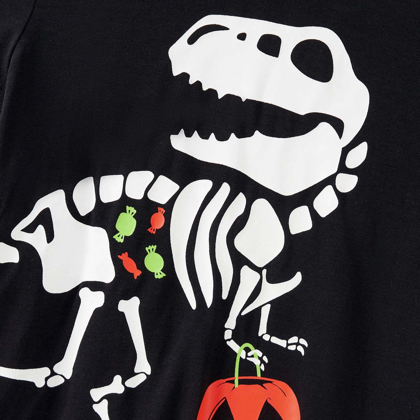 Family Matching! Glow in the Dark Dinosaur Skeleton Halloween Pumpkin Pajamas