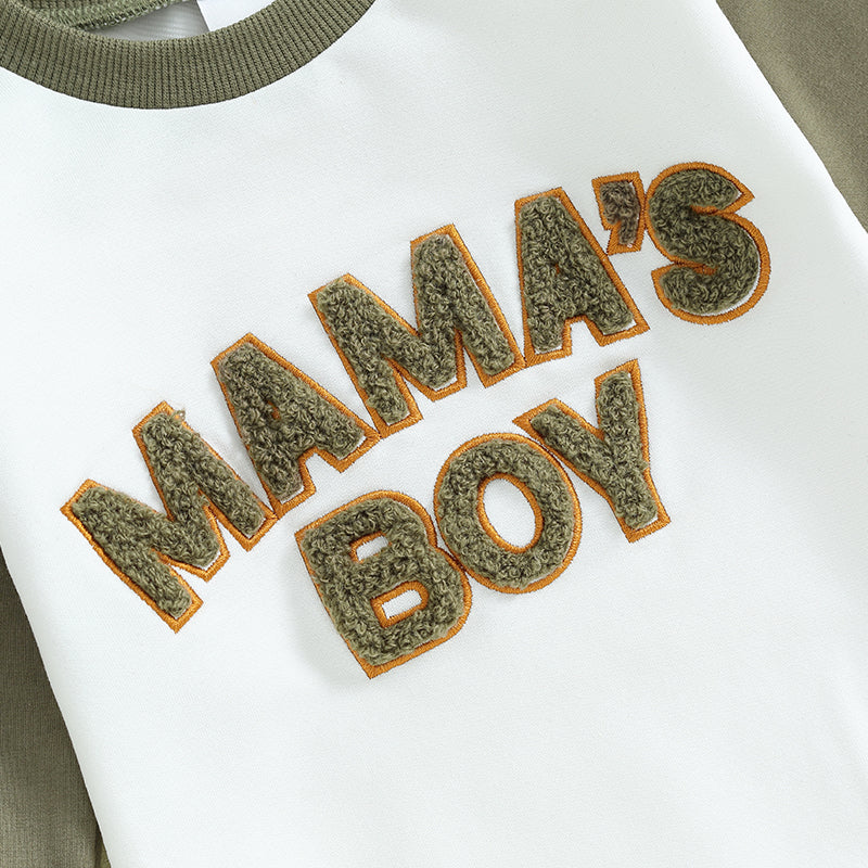 Boy's Long Sleeve "Mama's Boy" Sweatshirt Rompers