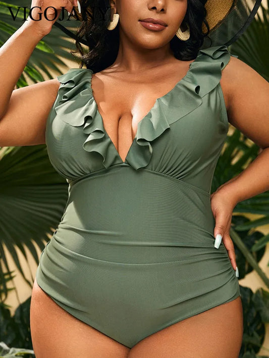 Strapped V Neck One Piece Swimsuit