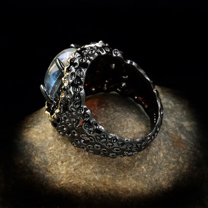 Moonlight Dragons Eye & Red Zircon Gemstone Rings