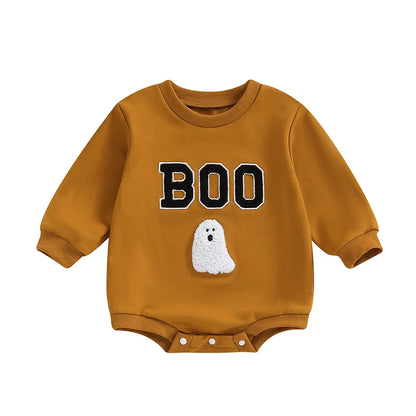 Girl's & Boy's Embroidered *BOO* Halloween Ghost Sweatshirt Onesies