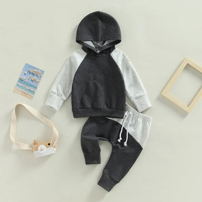 2-Piece Fall Outfits! Boy’s Long Sleeve Hooded Sweatshirts & Pants Sets