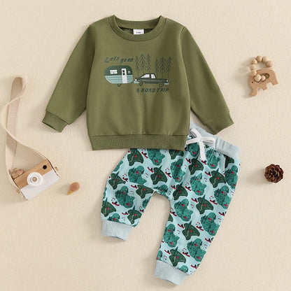 2-piece Fall Sets! Boy's Fall Camping Travel Vacation Sweatshirts & Sweatpants