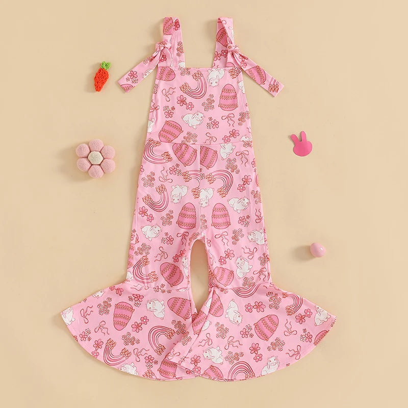 Girl's Sleeveless Easter Floral Jumpsuit & Suspender Pants Sets