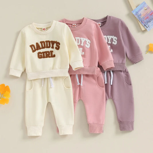 2-Piece Fall / Winter Outfits! Girl’s "Daddy's Girl" Sweatshirt & Pants Sets