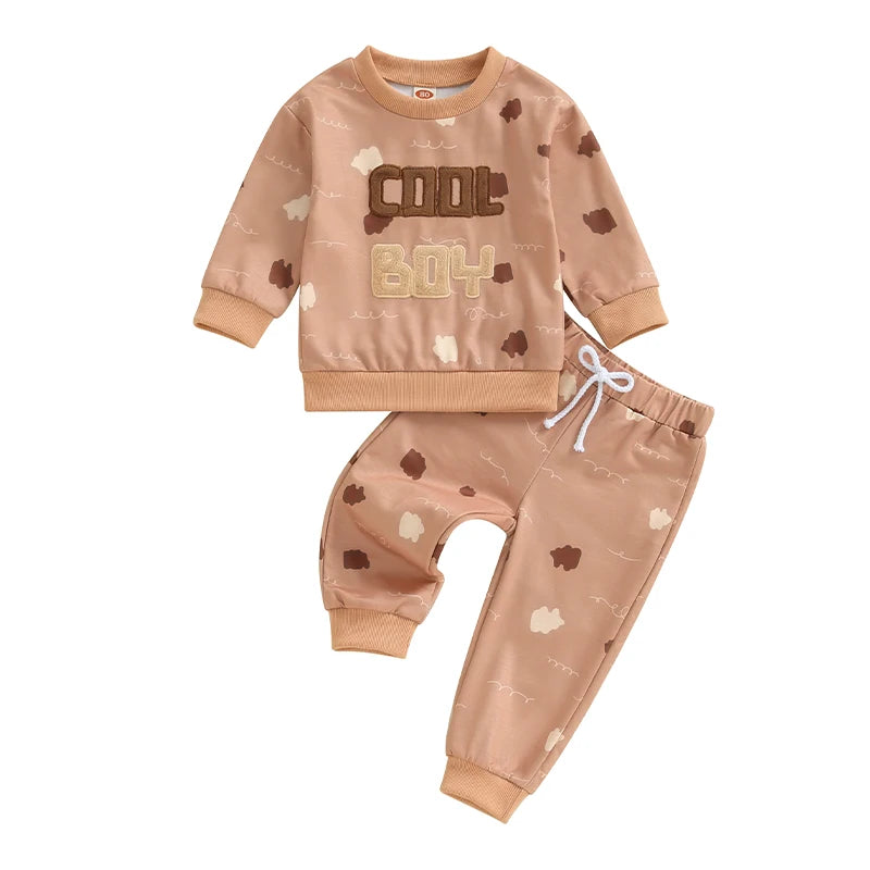 2-Piece Fall Outfits! Boy’s Long Sleeve Sweatshirt & Pants Sets