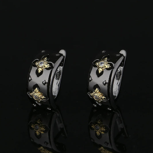 Black & Gold Style Cross Earrings Star Earrings