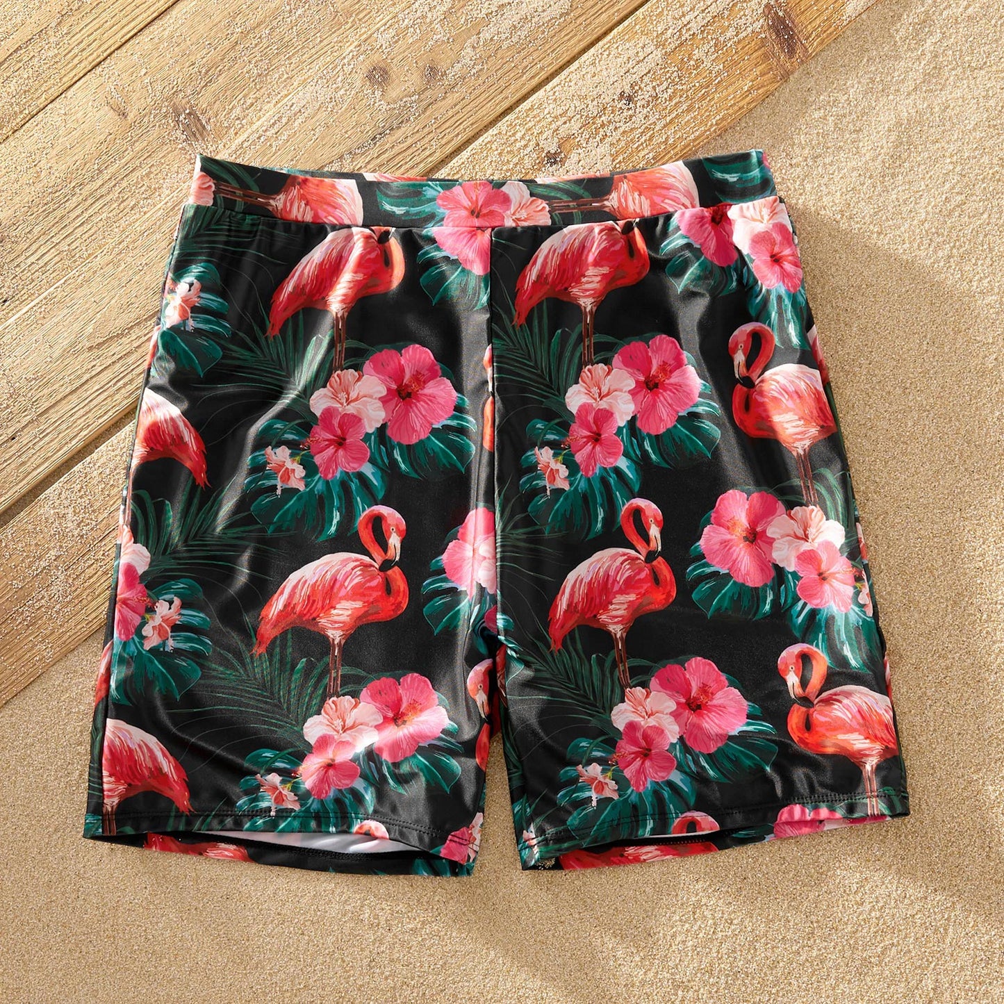 Family Matching! Ruffle Sleeve Flamingo Print Family Matching Swimsuits