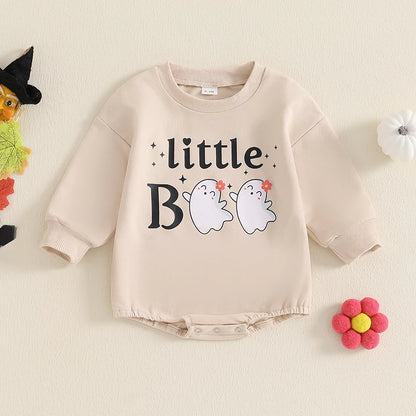 Halloween Outfits! Girl's "Little Boo" Long Sleeve Ghost Sweatshirts