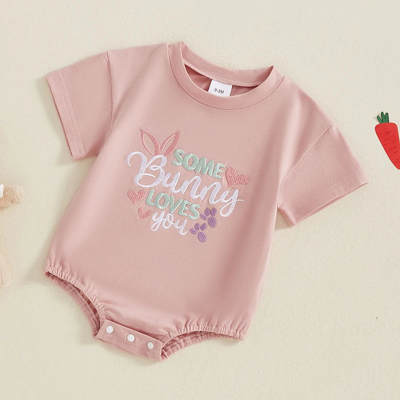 Girl's Embroidered Easter Bunny Onesies